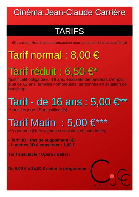 Central Cinéma: tarifs .